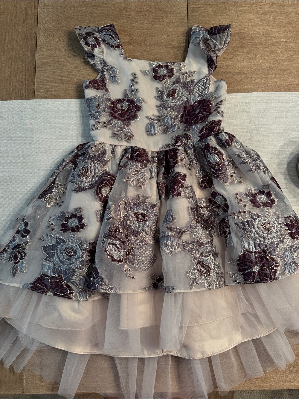 Rare Editions lavender and Plum Floral Tulle Dress